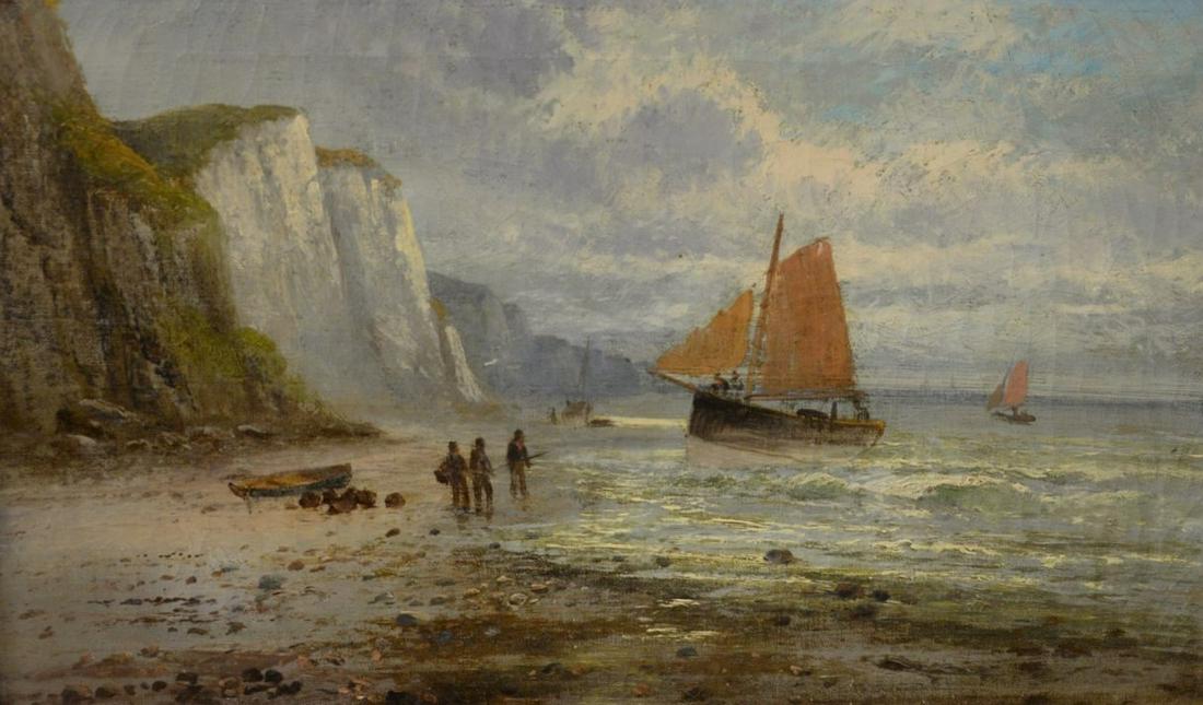 British School (19th century), View of the Sussex: British School (19th century), View of the Sussex Coast, oil on canvas, unsigned, 11 3/4" x 19 1/2".
