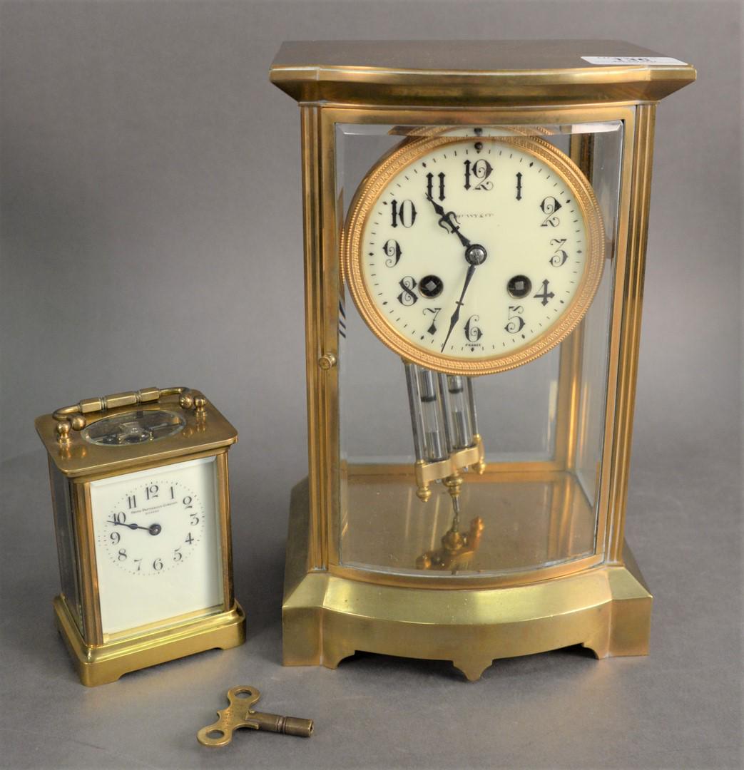 Two Brass and Glass Tiffany Regulator Clocks, along (1 of 5)
