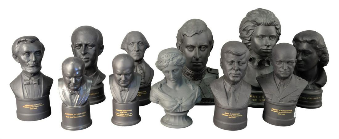 Group of Eleven Black Basalt Busts, to include Winston (1 of 5)