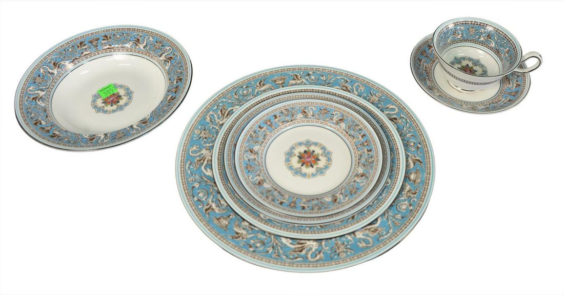 81 Piece Lot of Wedgwood "Turquoise Florentine" Dinner (1 of 6)