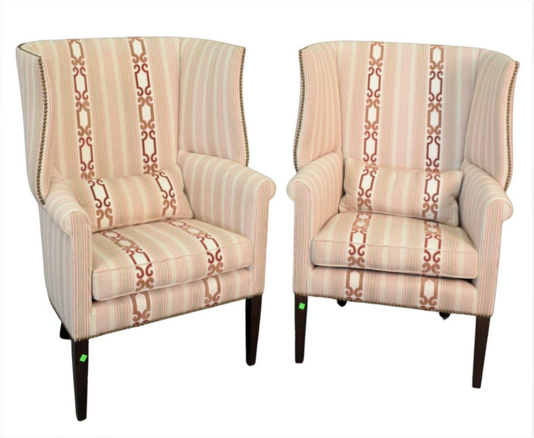 Pair of Edward Ferrell Upholstered Wing Chairs, along (1 of 4)