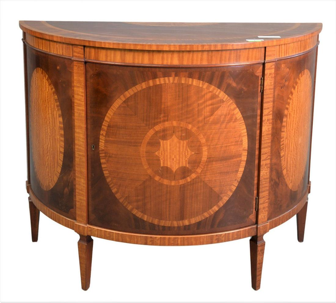 Baker Demilune Inlaid Server, having one door, height (1 of 4)