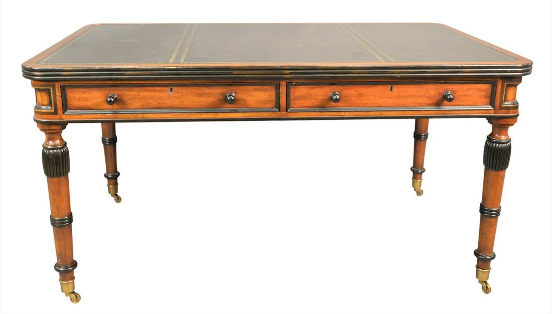 Maitland-Smith Desk, Sheraton style having tooled (1 of 4)