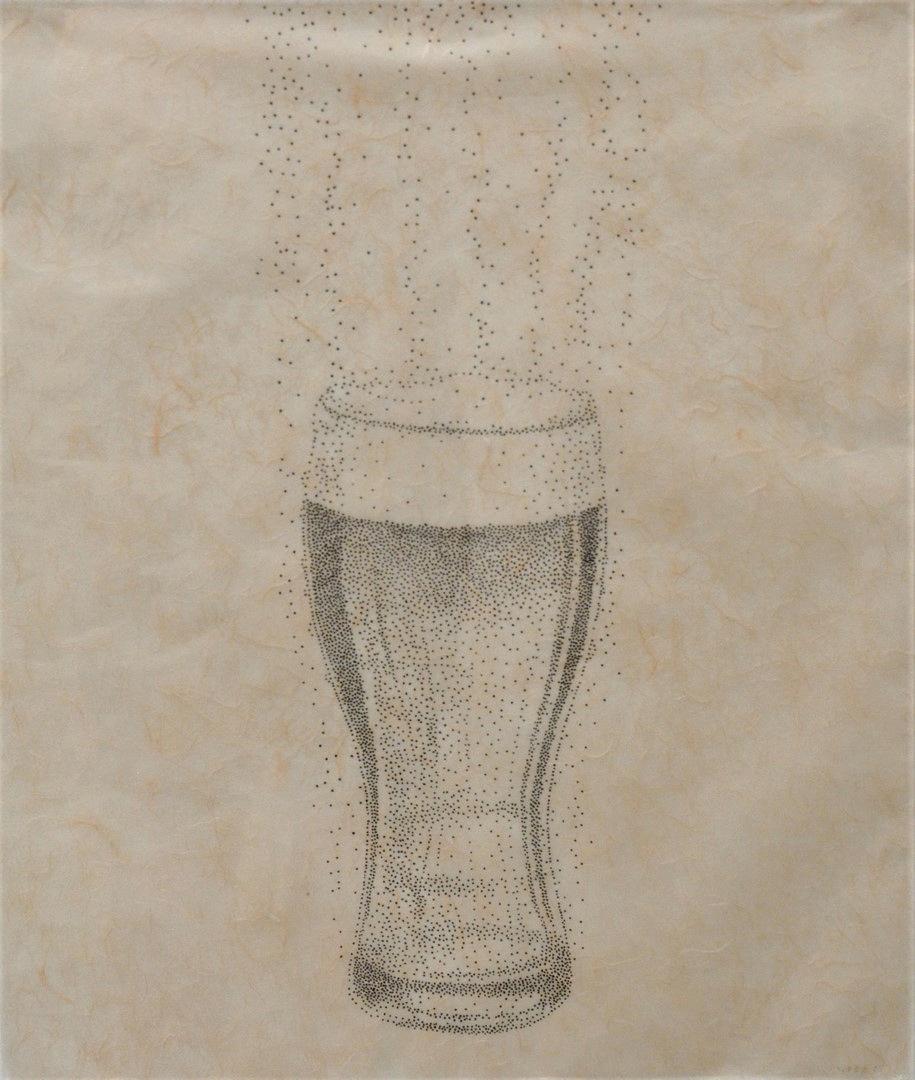 Andy Yoder (American, b. 1957), Beer, ink on rice (1 of 4)