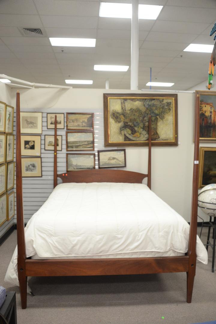 Custom Cherry Queen Size Pencil Post Bed, along with (1 of 3)