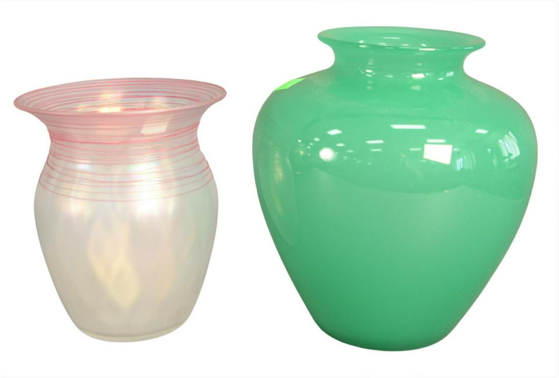 Two Steuben Art Glass Vases, to include green jade (1 of 4)