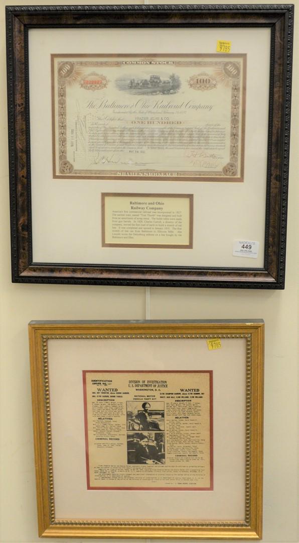 Three Piece Group of Framed Historical Documents, to (1 of 5)