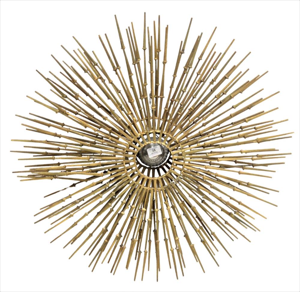 Mid Century Brutalist Sunburst Wall Sculpture, gilt (1 of 3)