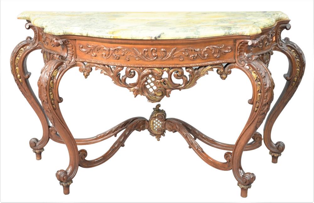 Louis XV Style Marble Top Console Table, height 32 (1 of 4)