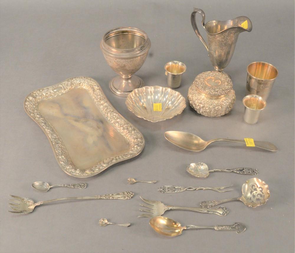 Sterling Silver Lot, to include powder, tray, spoons, (1 of 6)