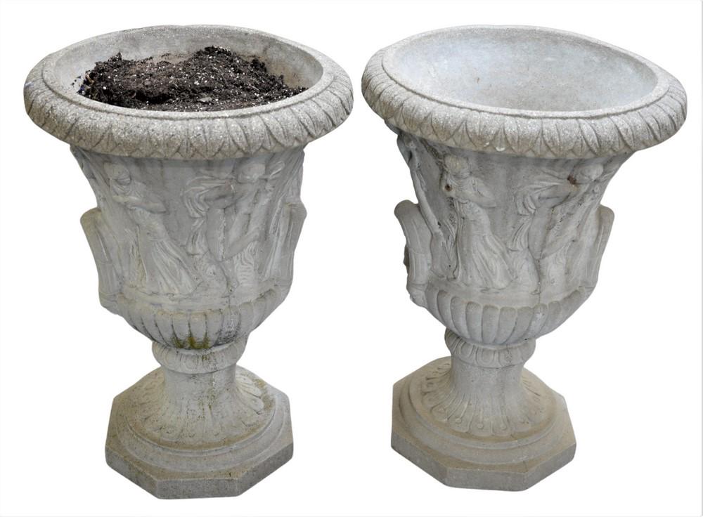 Pair of Outdoor Planters, each in the form of an urn (1 of 4)
