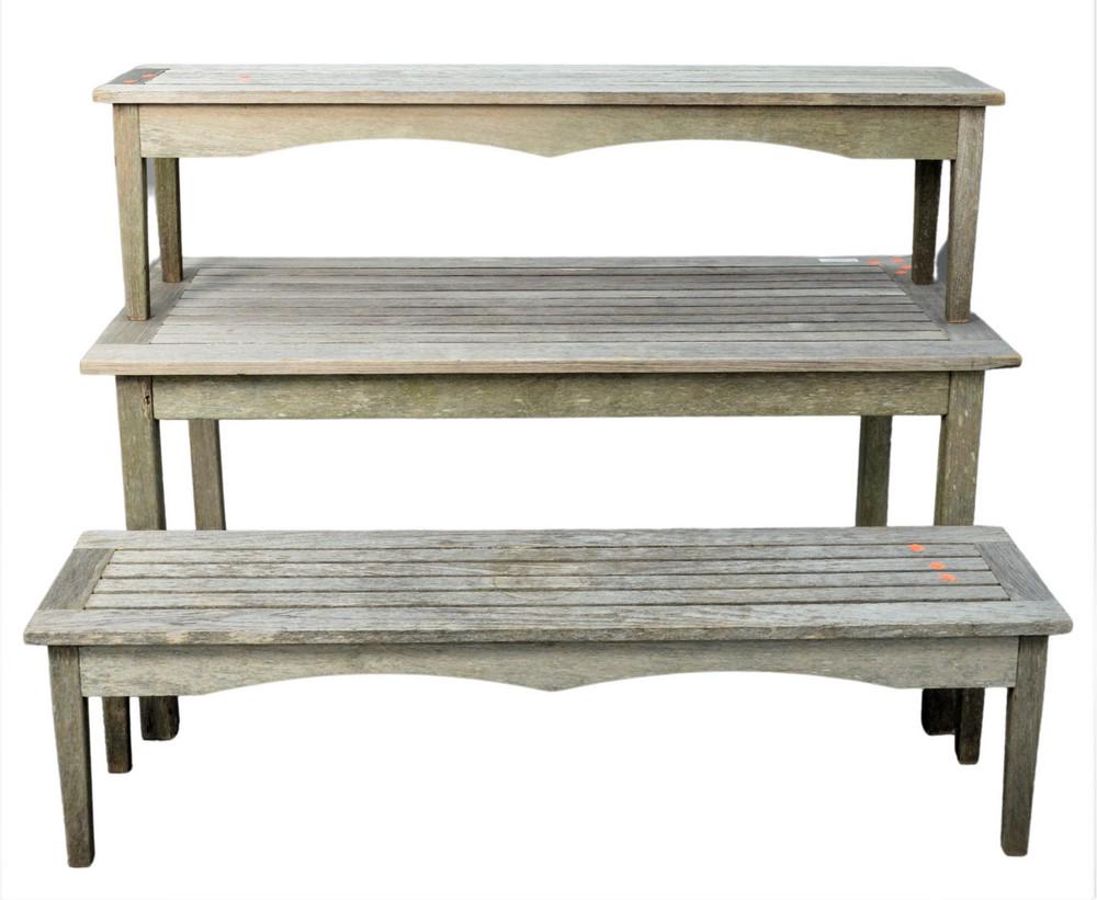 Three Piece Smith and Hawken Teak Set, to include a (1 of 2)