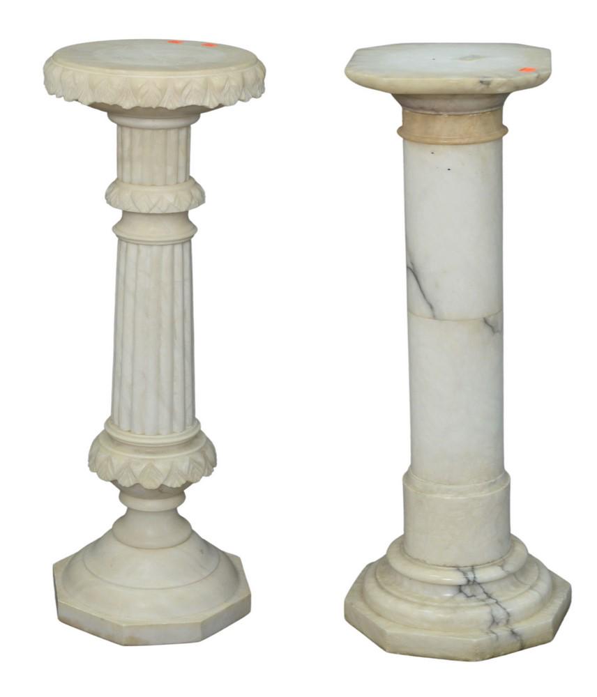 Two Marble Pedestals, one having a carved shaft, height (1 of 5)