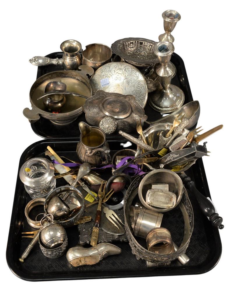Two Tray Lots of Sterling Silver and Silver Plate, (1 of 4)