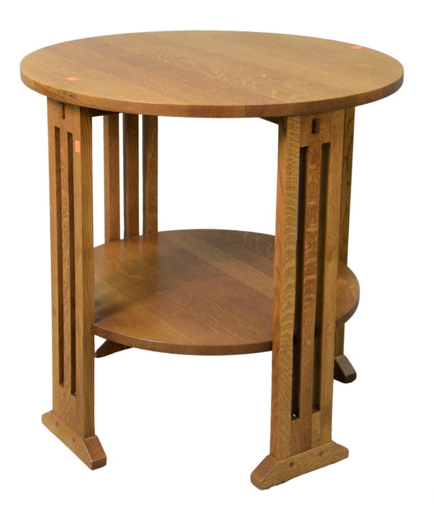 Stickley Mission Style Oak Round End Table, having two (1 of 4)