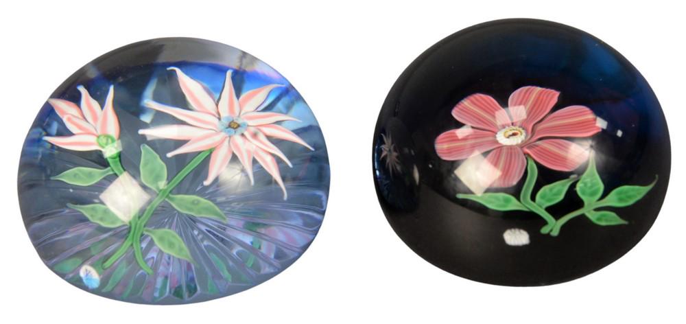 Two Baccarat Glass Paperweights, having floral (1 of 4)