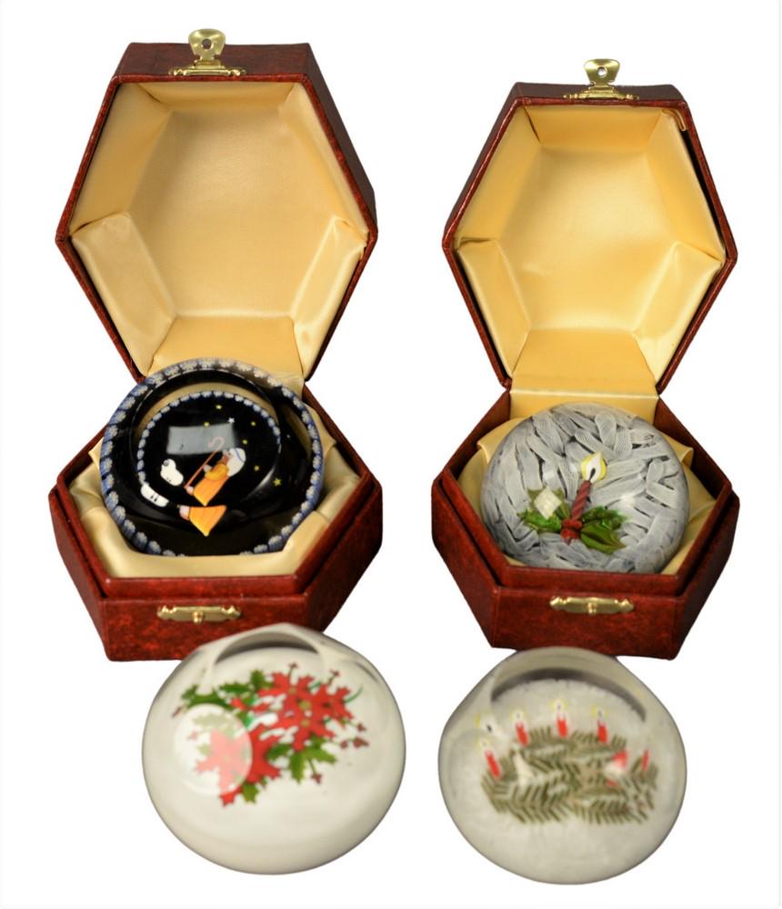 Four Perthshire Paperweights, having holiday themed (1 of 7)