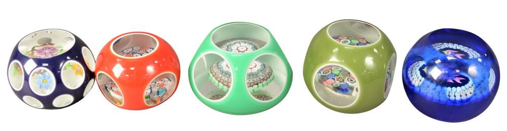 Five Millefiori Paperweights, all having colored (1 of 6)
