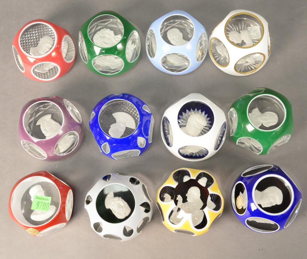 Twelve Baccarat Paperweights, having sulfide portrait (1 of 5)