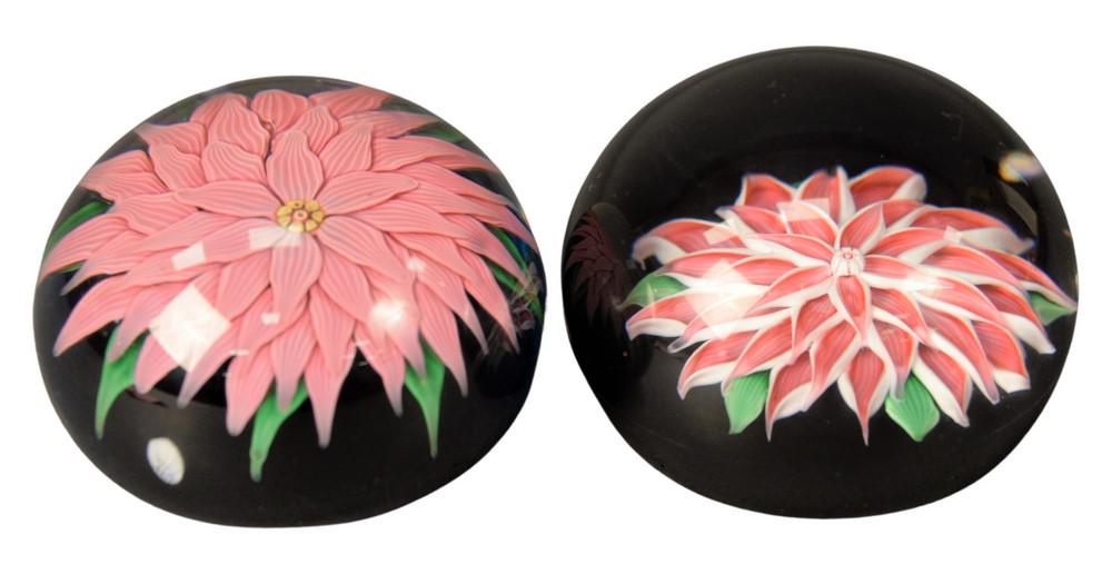 Two Baccarat Glass Paperweights, both having pink and (1 of 4)
