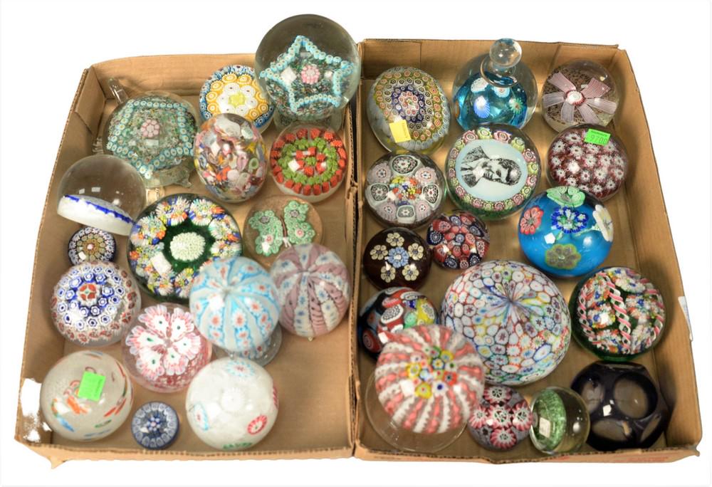 Thirty-Two Millefiori Glass Paperweights, to include (1 of 6)