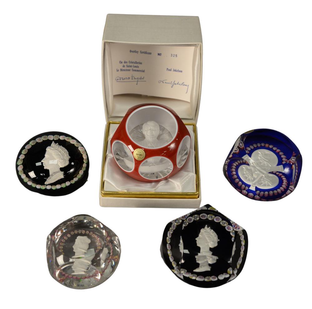 Five Saint Louis Glass Paperweights, each having (1 of 5)