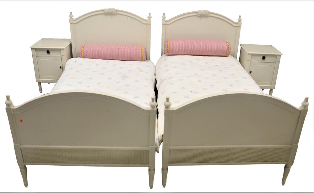 Four Piece Lot, to include a pair of custom twin beds (1 of 5)