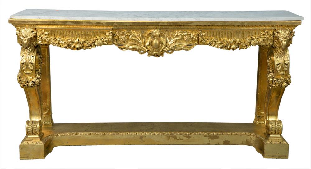 Continental Style Marble Top Console Table, gilt (1 of 6)