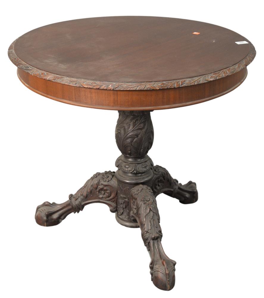 Round Occasional Table, having carved top over heavily (1 of 3)