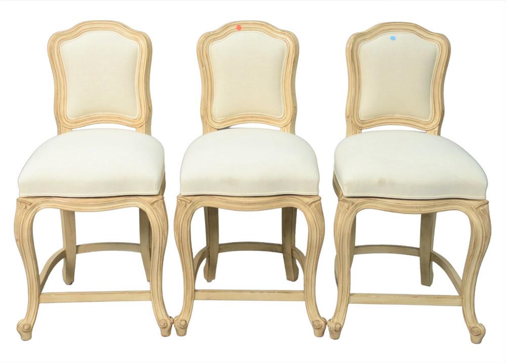Set of Three Upholstered Barstools, each having swivel (1 of 4)