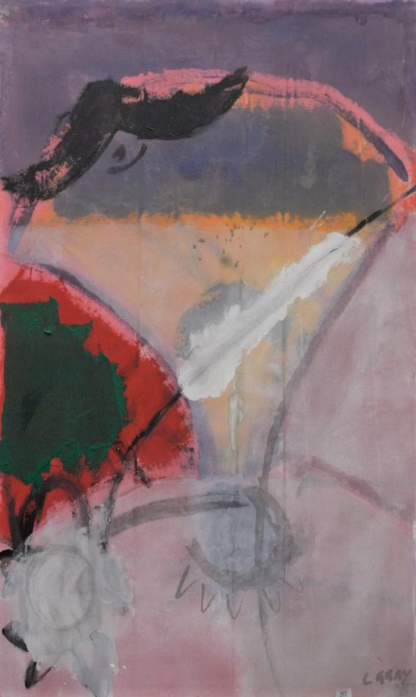 Luke Grey (American, b. 1961), Coronation, acrylic on: Luke Grey (American, b. 1961), Coronation, acrylic on canvas, signed and dated lower right "L. Gray '83", titled on the reverse, 65" x 39 1/2".