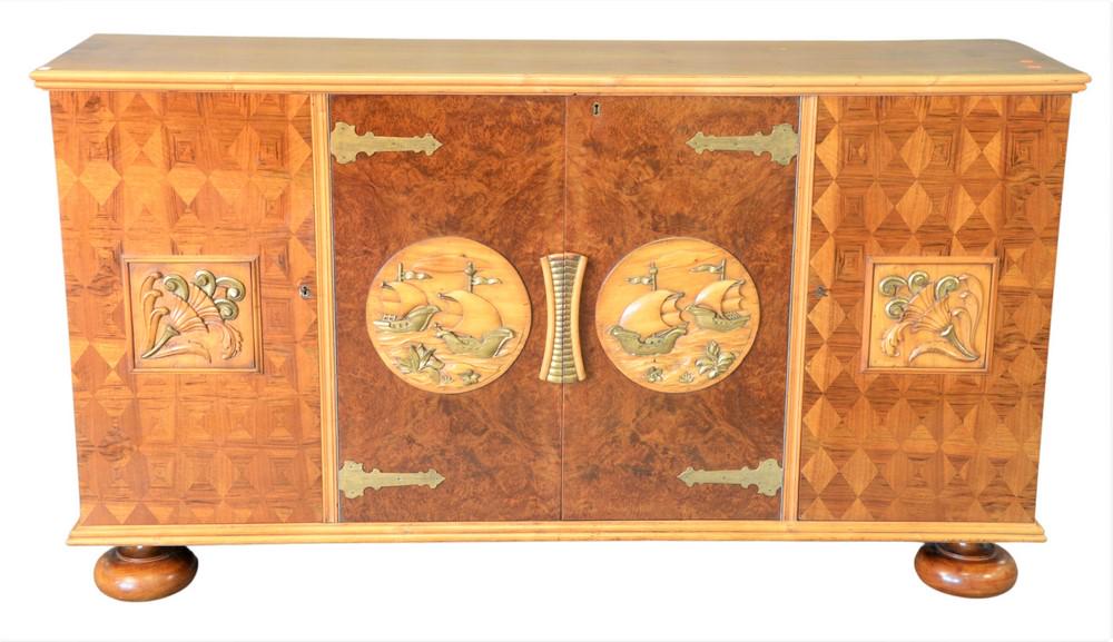 Art Deco Server, having two center burl doors flanked (1 of 4)