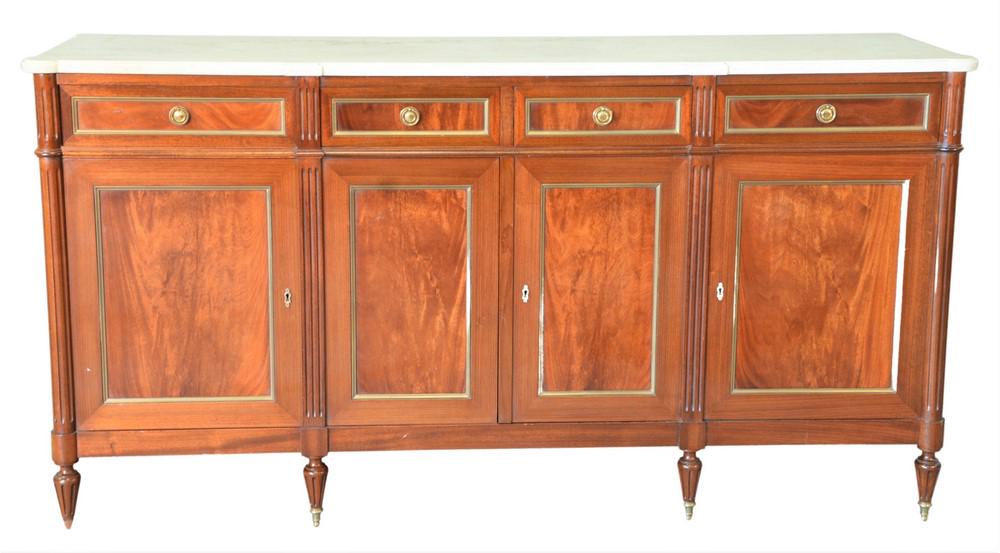 Louis XVI Style Mahogany Sideboard, having shaped white (1 of 4)