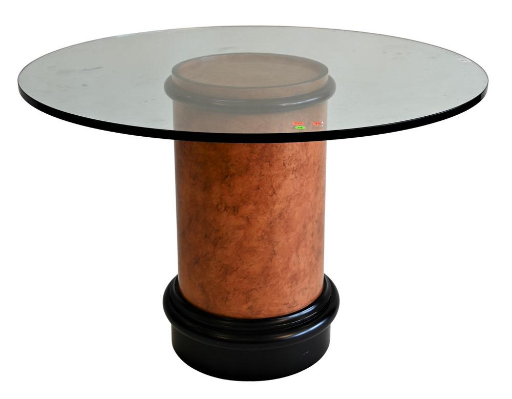 Karl Springer Style Glass Top Center Table, having burl (1 of 4)