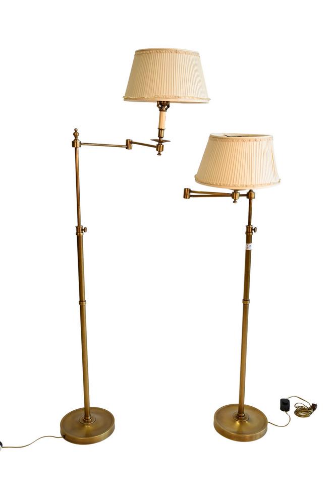 Pair of Adjustable Brass Floor Lamps. (1 of 6)