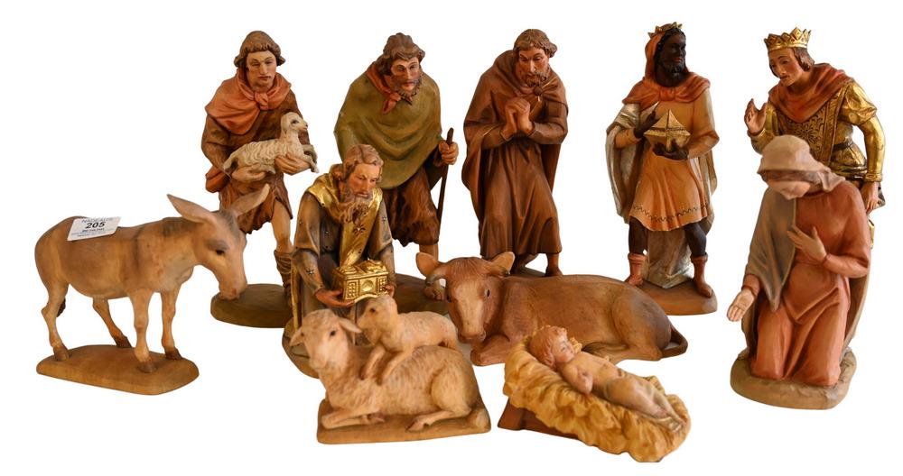 Eleven Piece Group of Carved Anri Wood Nativity (1 of 4)