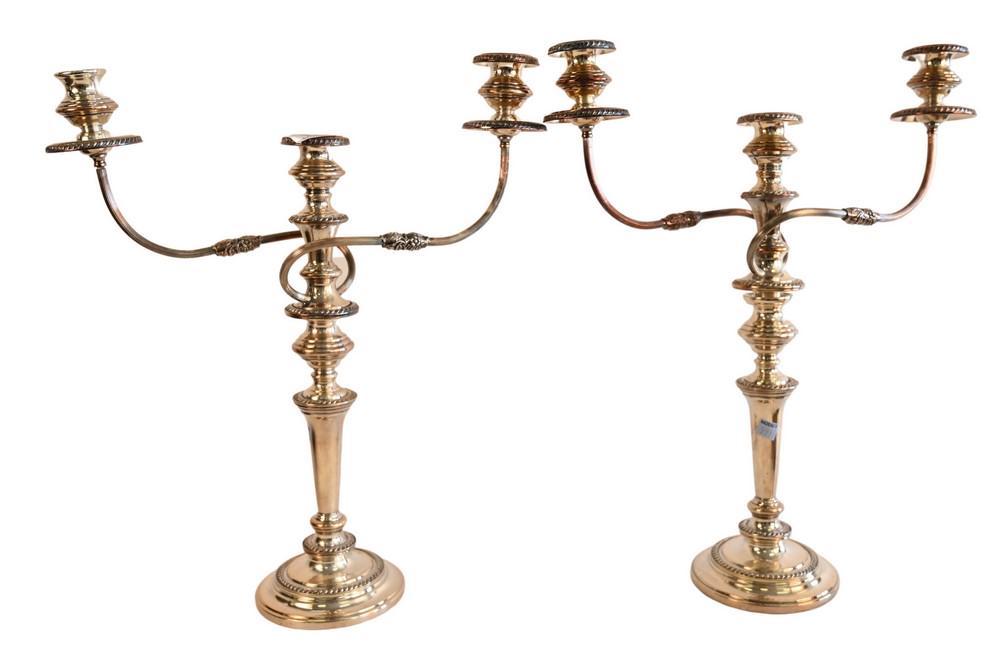 Pair of Silver Plated Candelabras, having round bases, (1 of 4)