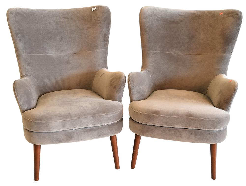 Pair of Contemporary Barrel Back Upholstered Wing (1 of 4)
