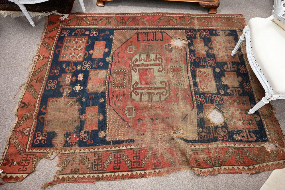 Two Oriental Throw Rugs, one very worn, 4' 10" x 6' and (1 of 5)