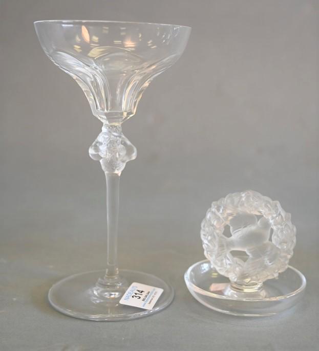 Two Piece Lalique Lot, to include a "Bacchus" martini (1 of 4)