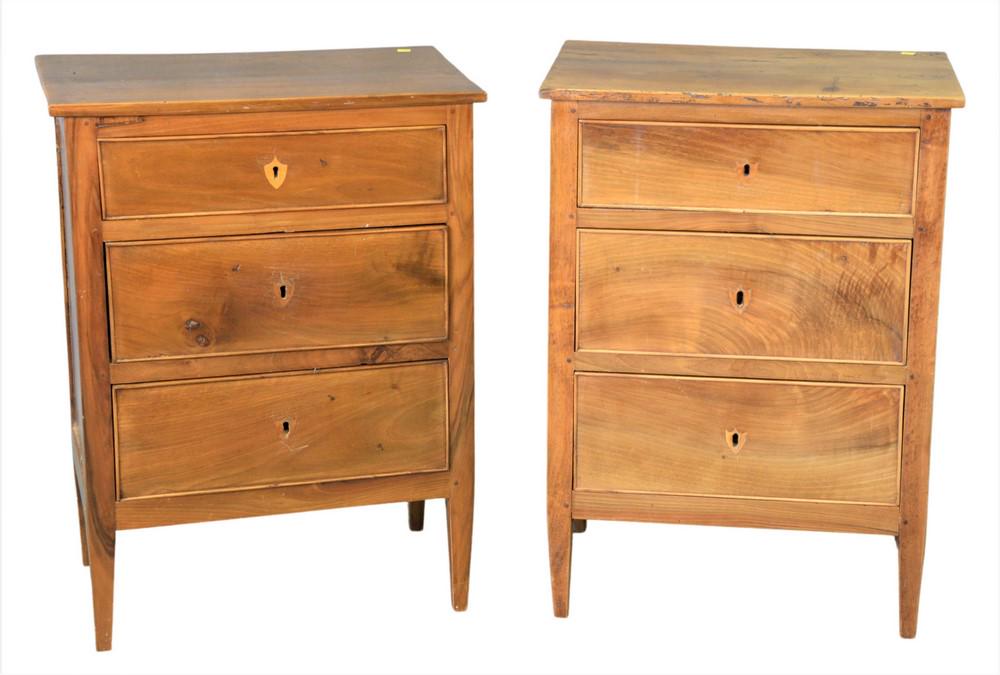 Pair of Continental Three Drawer Diminutive Chests, (1 of 4)