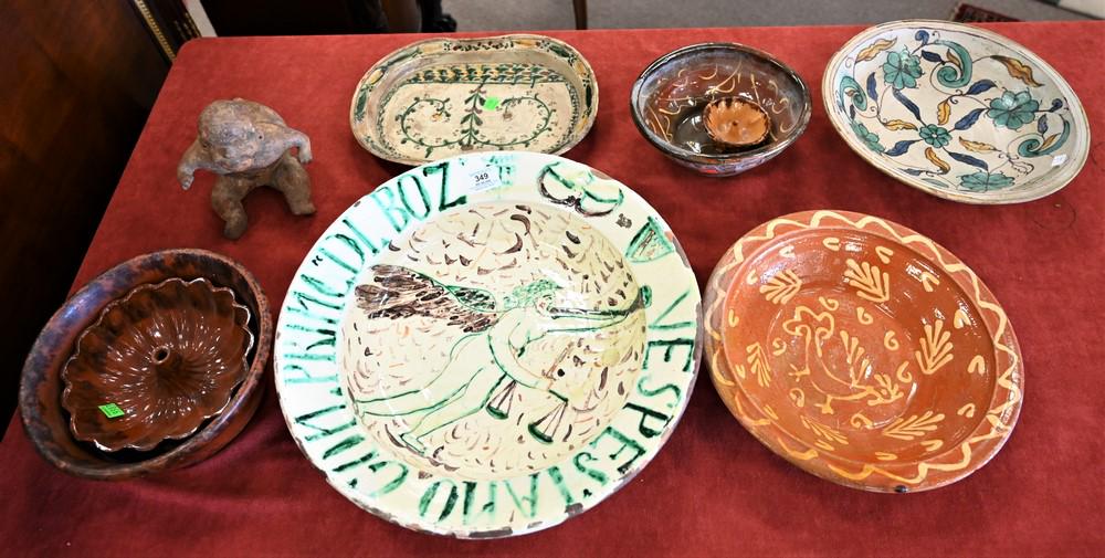 Group of Glazed Pottery, to include large charger with (1 of 3)