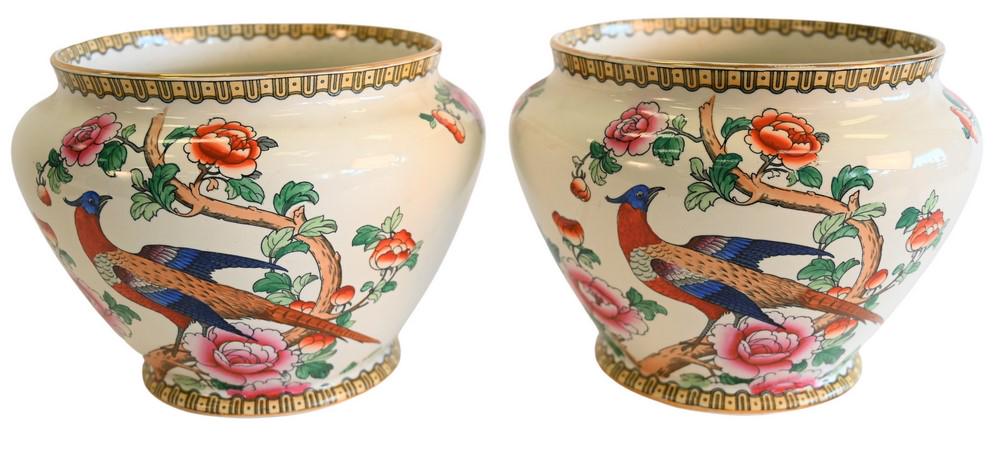 Pair of Whieldon Ware F. Winkle & Company Cache Pots, (1 of 5)