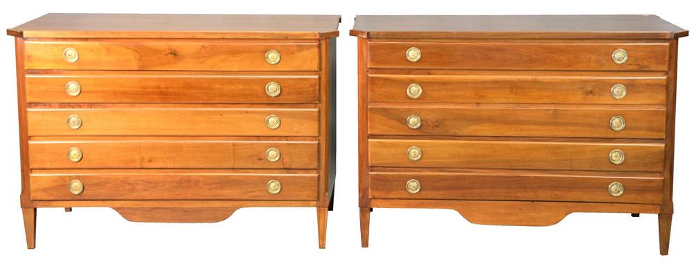 Pair of Five Drawer Mahogany Dressers, having tapered (1 of 4)