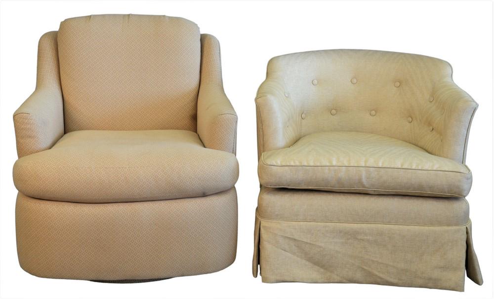 Two Upholstered Club Chairs, one having tufted back and (1 of 4)