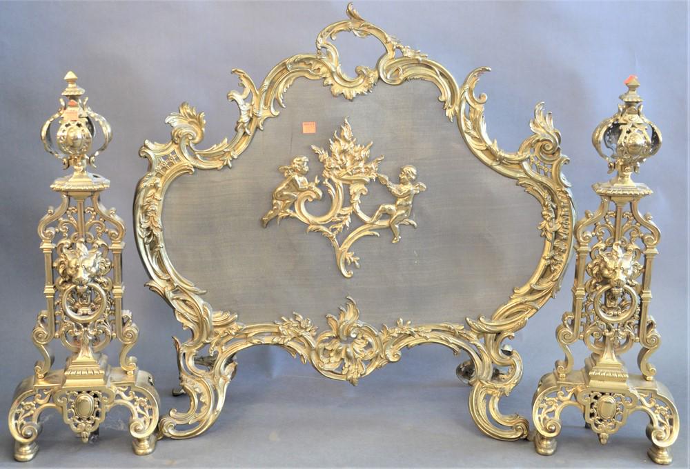 Three Piece Louis XV Style Fireplace Set, to include a (1 of 4)