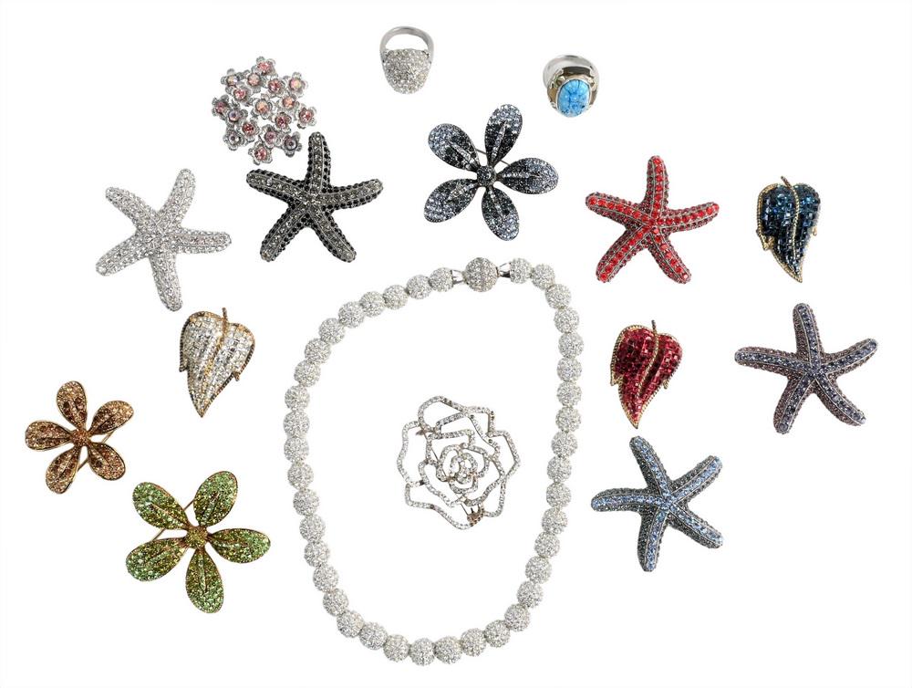 Large Group of Jewelry, having rhinestone starfish pins; (1 of 4)
