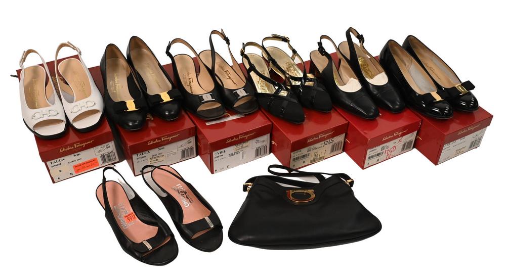 Ferragamo Shoes and Handbag, to include five pairs of (1 of 5)