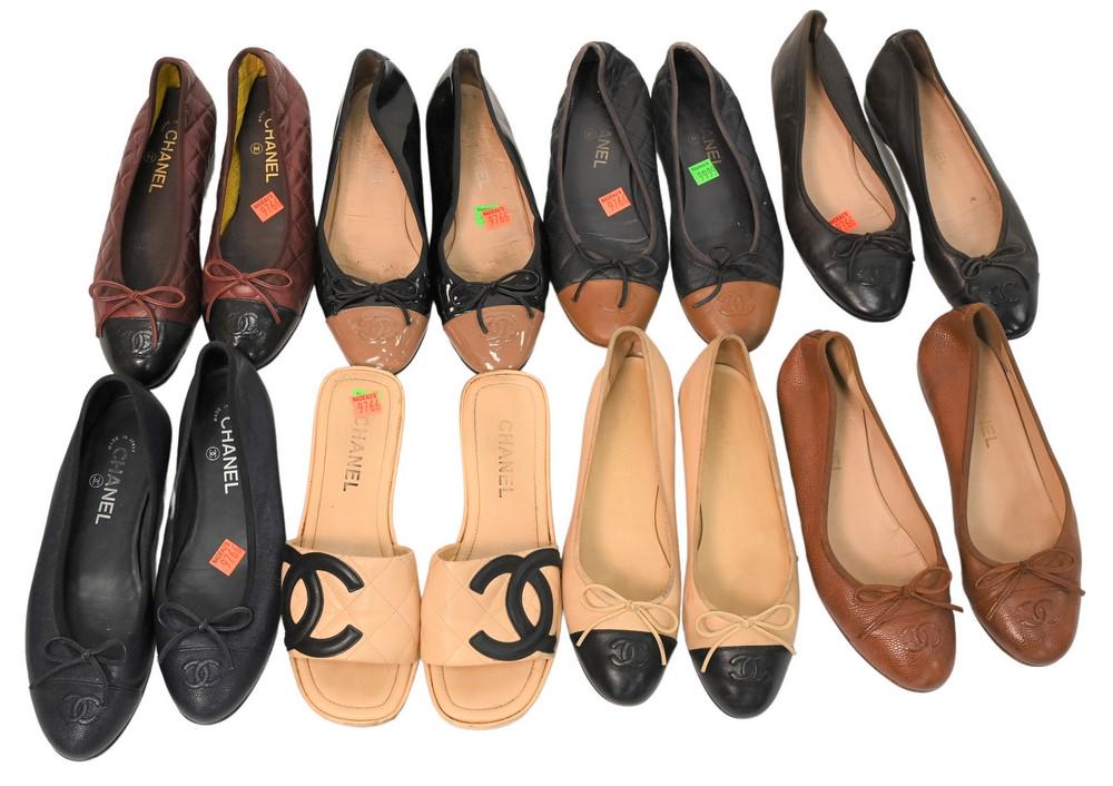 Eight Pieces of Chanel Ballet Slip Ons, along with one (1 of 4)