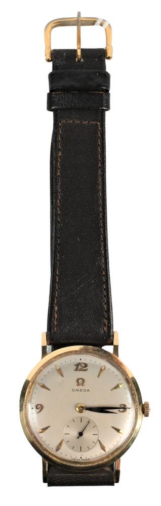 14 Karat Gold Omega Vintage Mens Watch, having leather (1 of 3)